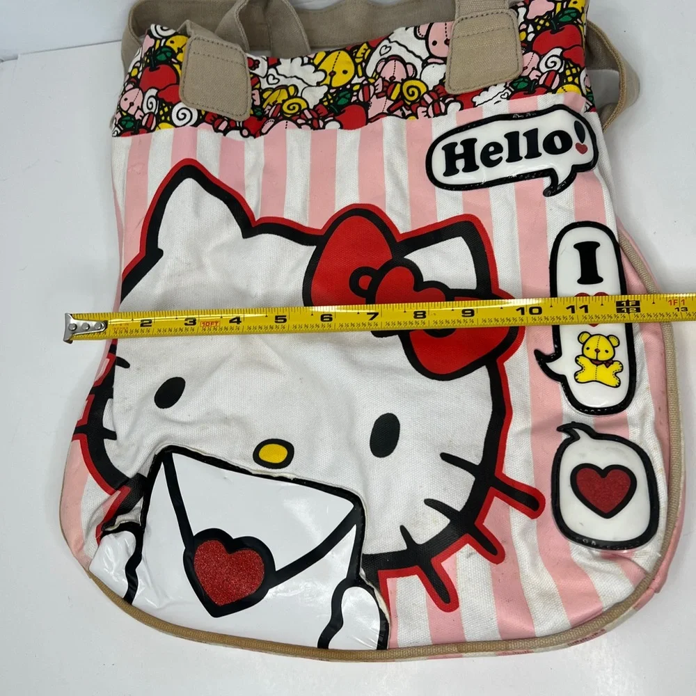 Hello Kitty Loungefly Tote Canvas Faux Leather Open Top Bag VINTAGE - Picture 11 of 12